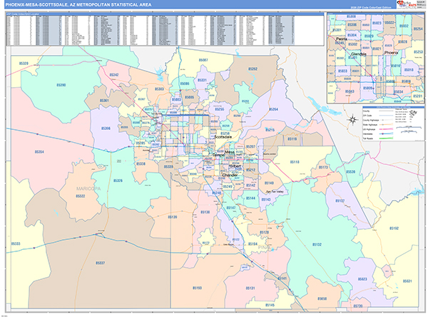 Phoenix-Mesa-Scottsdale Metro Area Wall Map